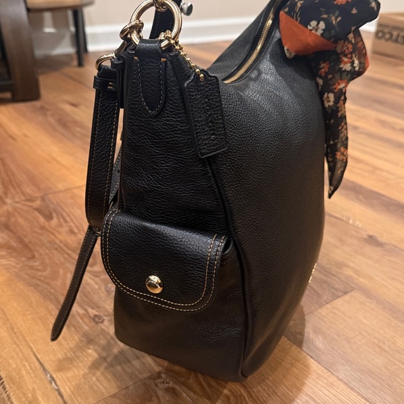Coach “Pennie” Black Pebbled Leather Shoulder Bag (with Hang Tag & Twilly)(EUC) - Picture 6 of 17